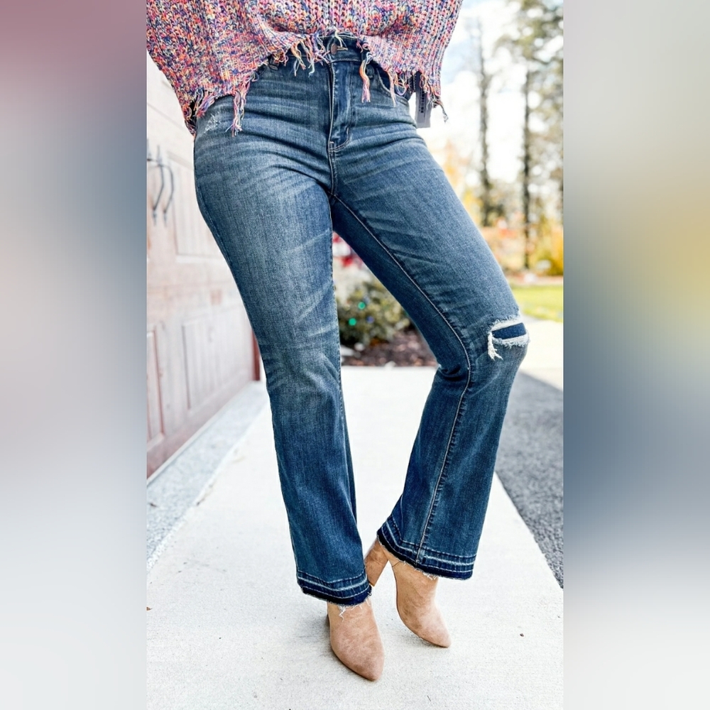 NWT Judy Blue Distressed w/patch Bootcut Jeans